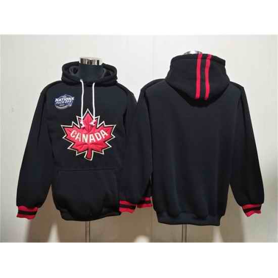 Men Team Canada Blank Black Ageless Must Have Lace Up Pullover Hoodie